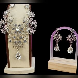 Jewelry Set Wedding Chandelier Bridal Necklace Earrings Drop Crystals ISABELLA